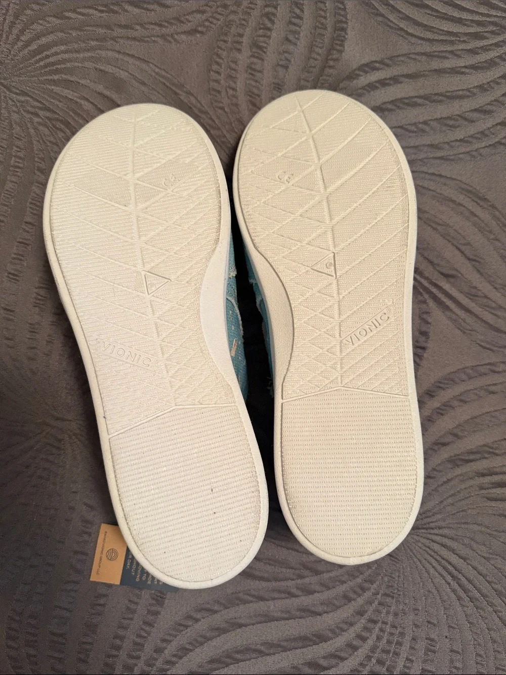 Vionic Light Blue Patterned Slip-On Flats - hard to find print
